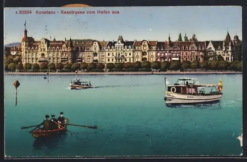 AK Konstanz, Seestrasse vom Hafen aus