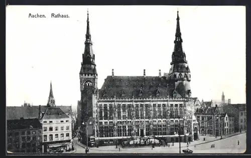 AK Aachen, Strassenpartie am Rathaus