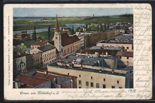 AK Mühldorf / Inn, Blick aus der Vogelschau