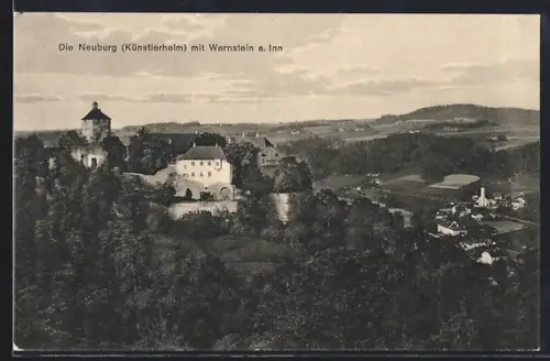 AK Wernstein a. Inn, Ortsansicht aus der Vogelschau mit Neuburg