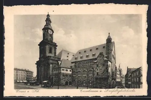 AK Worms a. Rh., Cornelianum und Dreifaltigkeitskirche