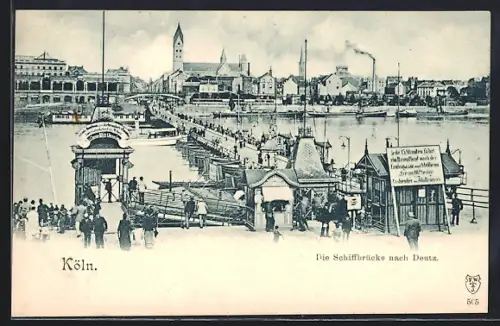AK Köln, Schiffbrücke nach Deutz
