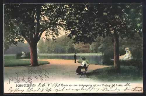 AK Schwetzingen, Schlossgarten mit dem Rhein und der Donau