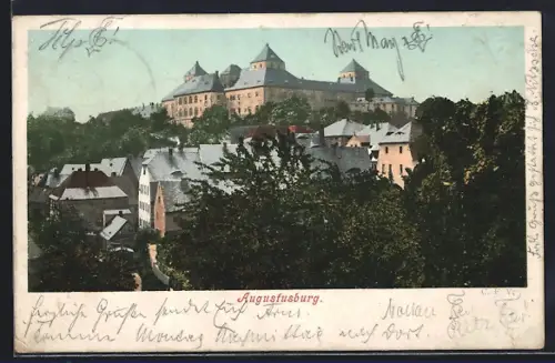 AK Augustusburg, Blick zum Schloss