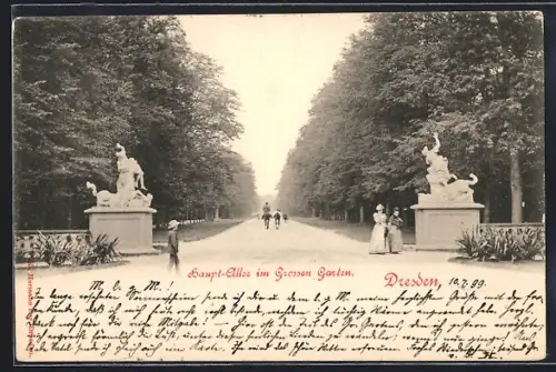 AK Dresden, Haupt-Allee im Grossen Garten