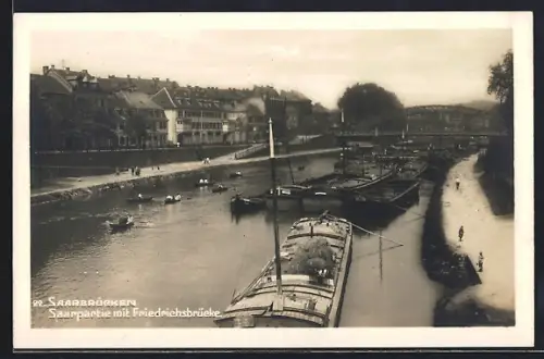 AK Saarbrücken, Saarpartie mit Friedrichsbrücke