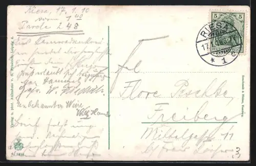 AK Riesa, Elbpartie mit Dampfer