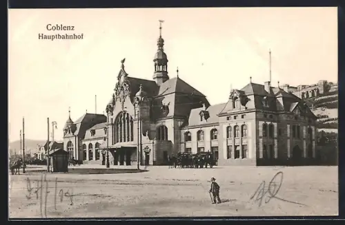 AK Coblenz, Totalansicht des neuen Bahnhofs