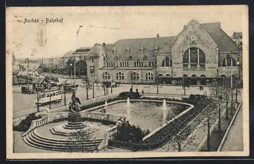 AK Bad Aachen, Bahnhof aus der Vogelschau