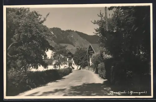 AK Grassau /Chiemgau, Strassenpartie mit Bäumen