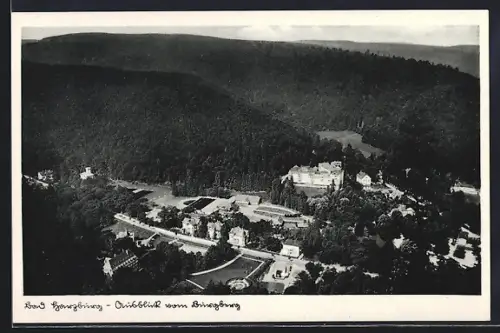 AK Bad Harzburg, Ausblick vom Burgberg mit Strassenpartie