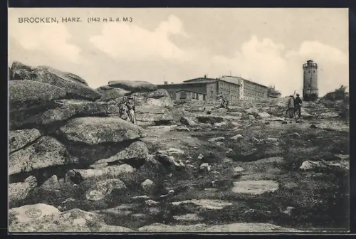 AK Brocken, Hexenaltar, Teufelskanzel, Aussichtsturm und Brockenhotel