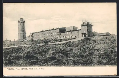 AK Brocken /Harz, Brocken-Hotel mit Aussichtsturm