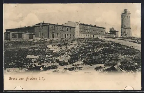 AK Brocken, Brocken-Hotel mit Aussichts-Turm