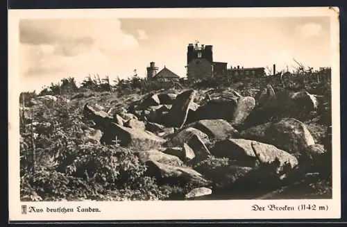 AK Brocken, Blick auf Turm und Observatorium von Norden