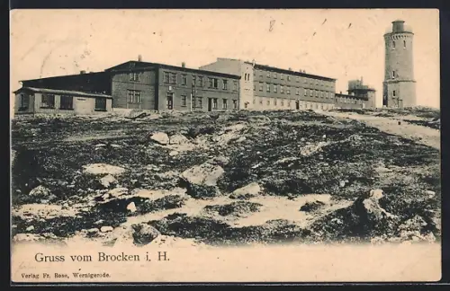 AK Brocken i. H., Aussichtsturm und Gebäude