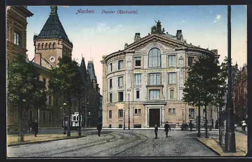 AK Aachen, Theater, Strassenbahn