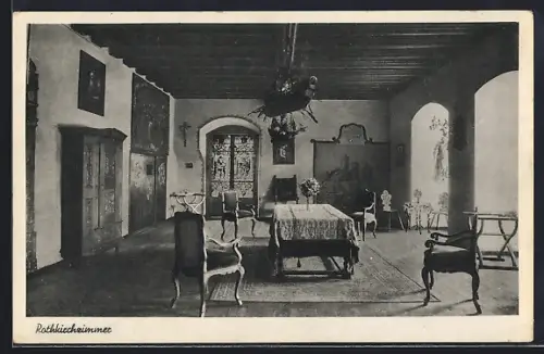 AK Spalt, Burg Wernfels, Rothkirchzimmer, Innenansicht