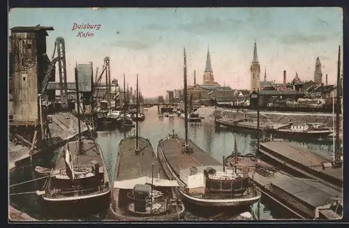 AK Duisburg, Hafen, Lastkähne