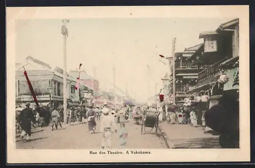 AK Yokohama, Rue des Theatres, Strassenpartie