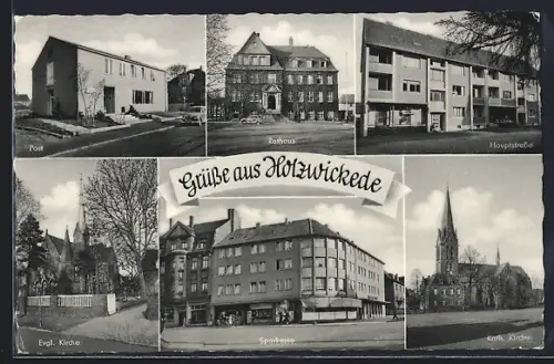 AK Holzwickede, Sparkasse, Rathaus, Katholische Kirche