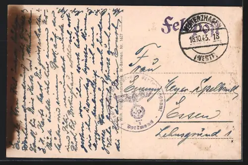 AK Marienheide, Teilansicht mit Strassenpartie