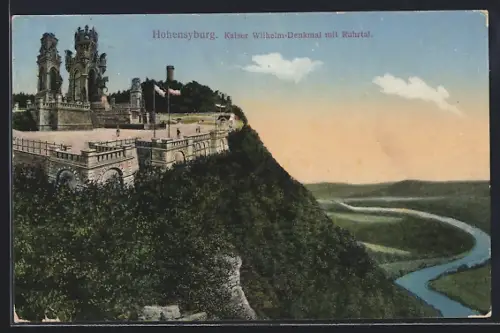 AK Hohensyburg, Kasier Wilhelm-Denkmal mit Ruhrtal