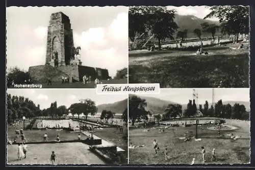 AK Hagen i. W., Freibad Hengsteysee, Hohensyburg-Denkmal