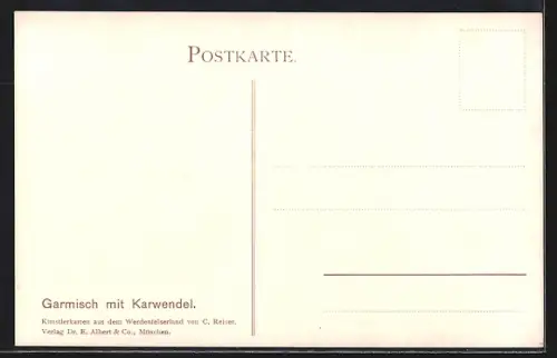 Künstler-AK sign. C. Reiser: Garmisch, Ortsansicht mit Karwendel