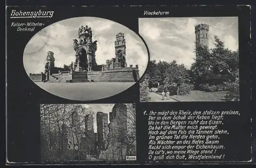 AK Hohensyburg, Kaiser-Wilhelm-Denkmal, Ruine, Vincketurm