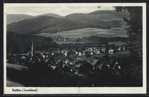 AK Nuttlar /Sauerland, Teilansicht mit Kirche