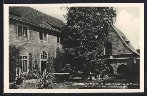 AK Witzenhausen a. d. Werra, Deutsche Kolonialschule, Innenhof mit Gedächtniskapelle