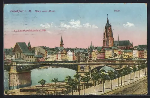AK Alt-Frankfurt, Blick vom Main mit St. Leonhardskirche und Dom