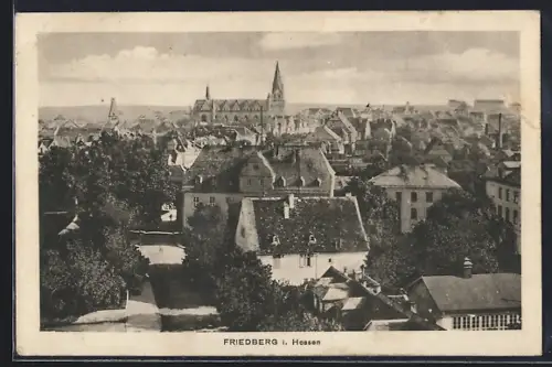 AK Friedberg i. Hessen, Teilansicht mit Kirche