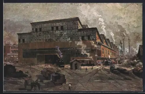 Künstler-AK Essen, Gussstahlfabrik - Pressbau II