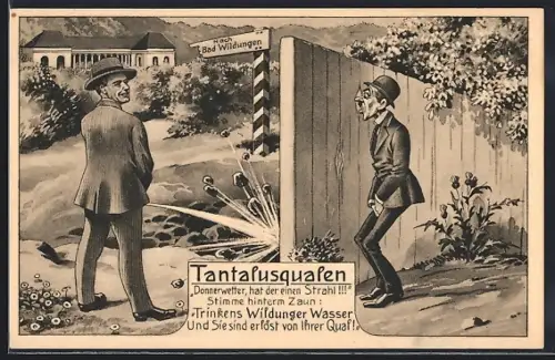 AK Bad Wildungen, Tantalusqualen, Donnerwetter hat der einen Strahl, Toilettenhumor