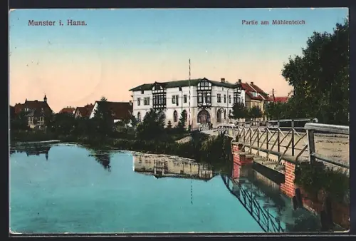 AK Munster, Partie am Mühlenteich bei Dämmerung