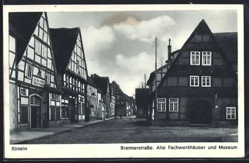 AK Rinteln, Alte Fachwerkhäuser und Museum an der Brennerstrasse