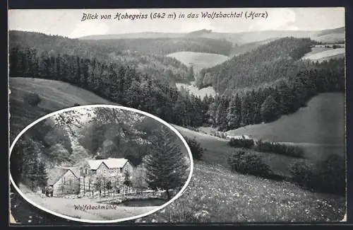 AK Hohegeiss /Harz, Wolfsbachmühle, Blick vom Ort in das Wolfsbachtal