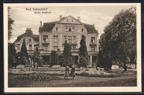 AK Bad Salzschlirf, Hotel Badehof mit Gartenanlage