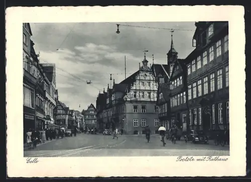 AK Celle, Poststr. mit Rathaus