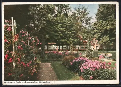 AK Cuxhaven-Brockeswalde, Gasthaus Schützenhaus mit Garten