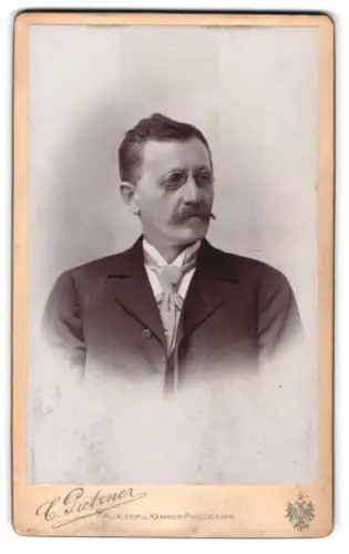 Fotografie C. Pietzner, Brünn, Franzensglacis, Porträt eines Mannes mit Schnurrbart