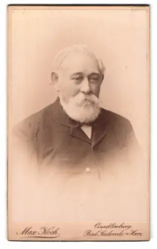 Fotografie Max Koch, Quedlinburg, Marktstrasse 11, Porträt eines älteren Mannes mit Bart