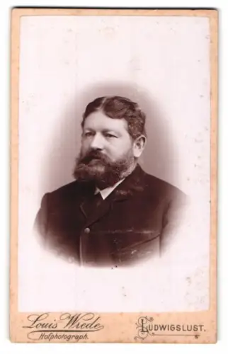 Fotografie Louis Wrede, Ludwigslust, Schweriner Strasse 26 & 28, Porträt eines Herrn mit Bart