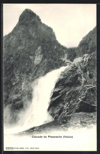 AK Cascade de Pissevache, Blick zum Wasserfall