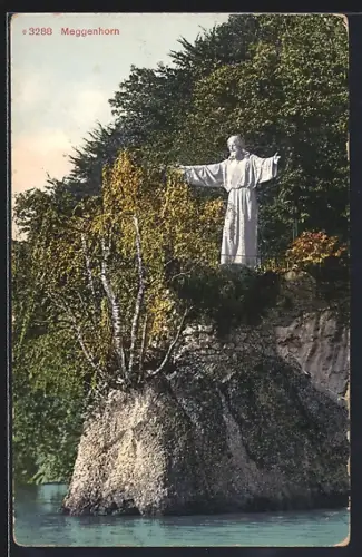 AK Meggenhorn, Felsen mit Jesusstatue