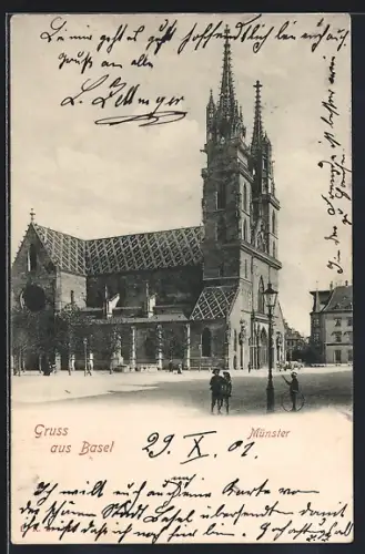 AK Basel, Münster mit Strassenpartie