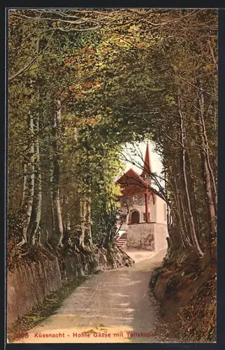 AK Küssnacht, Hohle Gasse mit Tellskapelle