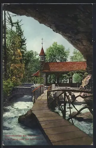 AK Beatushöhlen am Thunersee, Kreuzgang von der Höhle aus